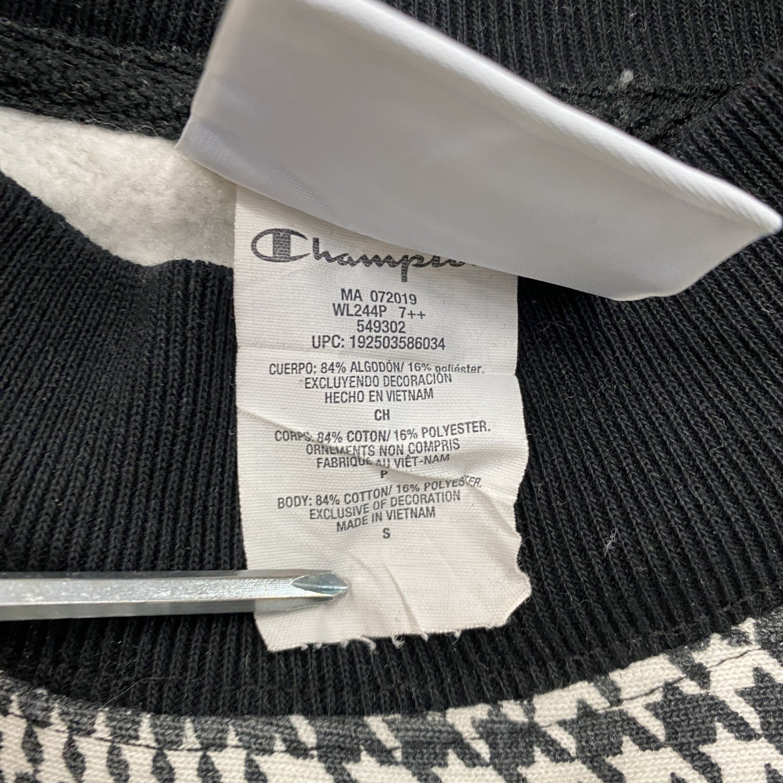 Champion　チャンピオン　リバースウィーブ　スウェット/トレーナー　千鳥格子　Sサイズ