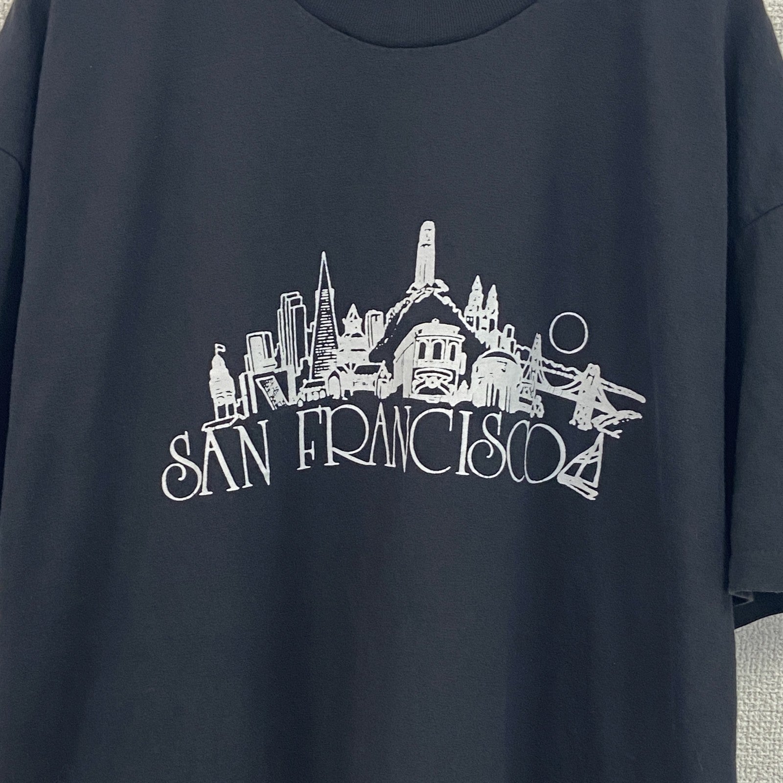 ～90s　ONEITA　半袖プリントTシャツ　ヴィンテージ　シングルステッチ　黒　ブラック　XLサイズ