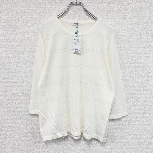 pierre cardin　ピエールカルダン　透かしボーダープルオーバー　長袖Tシャツ/ロンT　オフホワイト　42サイズ