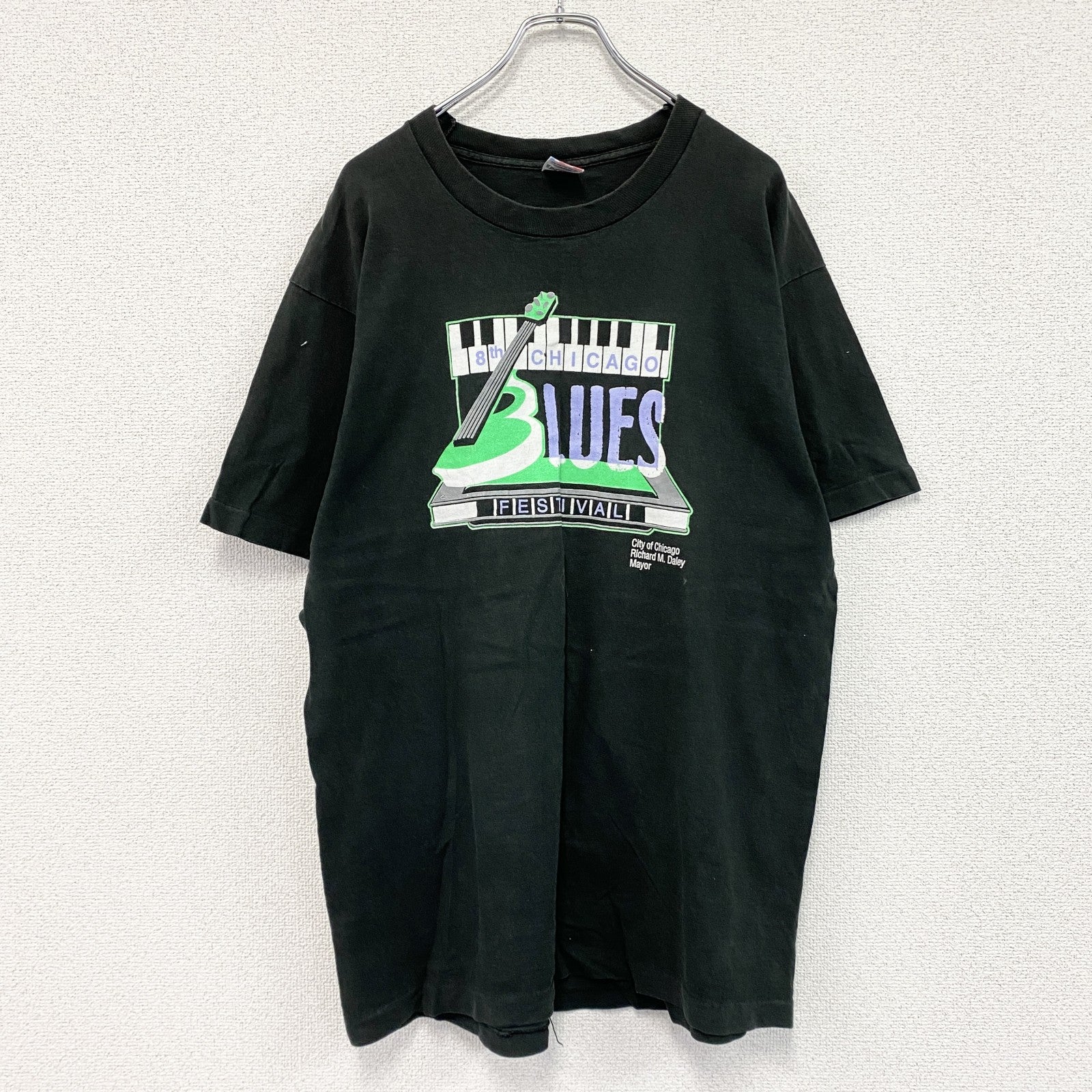 FRUIT OF THE LOOM　フルーツオブザルーム　半袖プリントTシャツ　シングルステッチ　黒　ブラック　XLサイズ