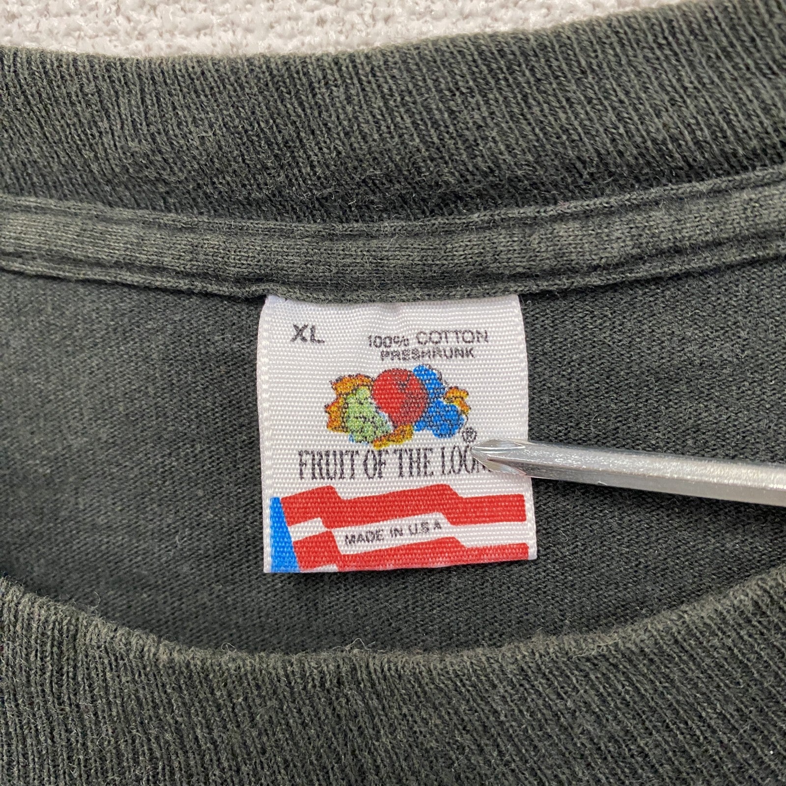 FRUIT OF THE LOOM　フルーツオブザルーム　半袖プリントTシャツ　シングルステッチ　黒　ブラック　XLサイズ
