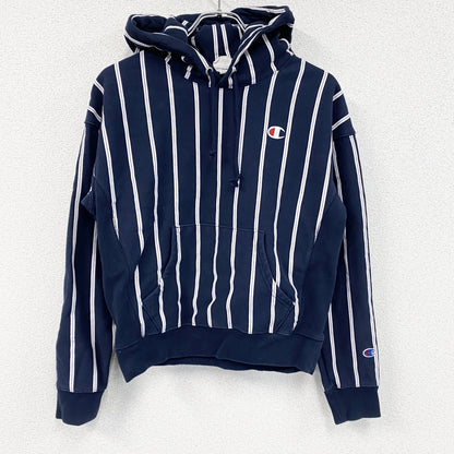 Champion　チャンピオン　リバースウィーブ　スウェットパーカー/フーディー　ストライプ柄　紺　ネイビー　Mサイズ
