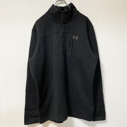 古着 used　UNDER ARMOU アンダーアーマー　ハーフボタンフリースジャケット　黒　ワンポイントロゴ刺繡　XXLサイズ