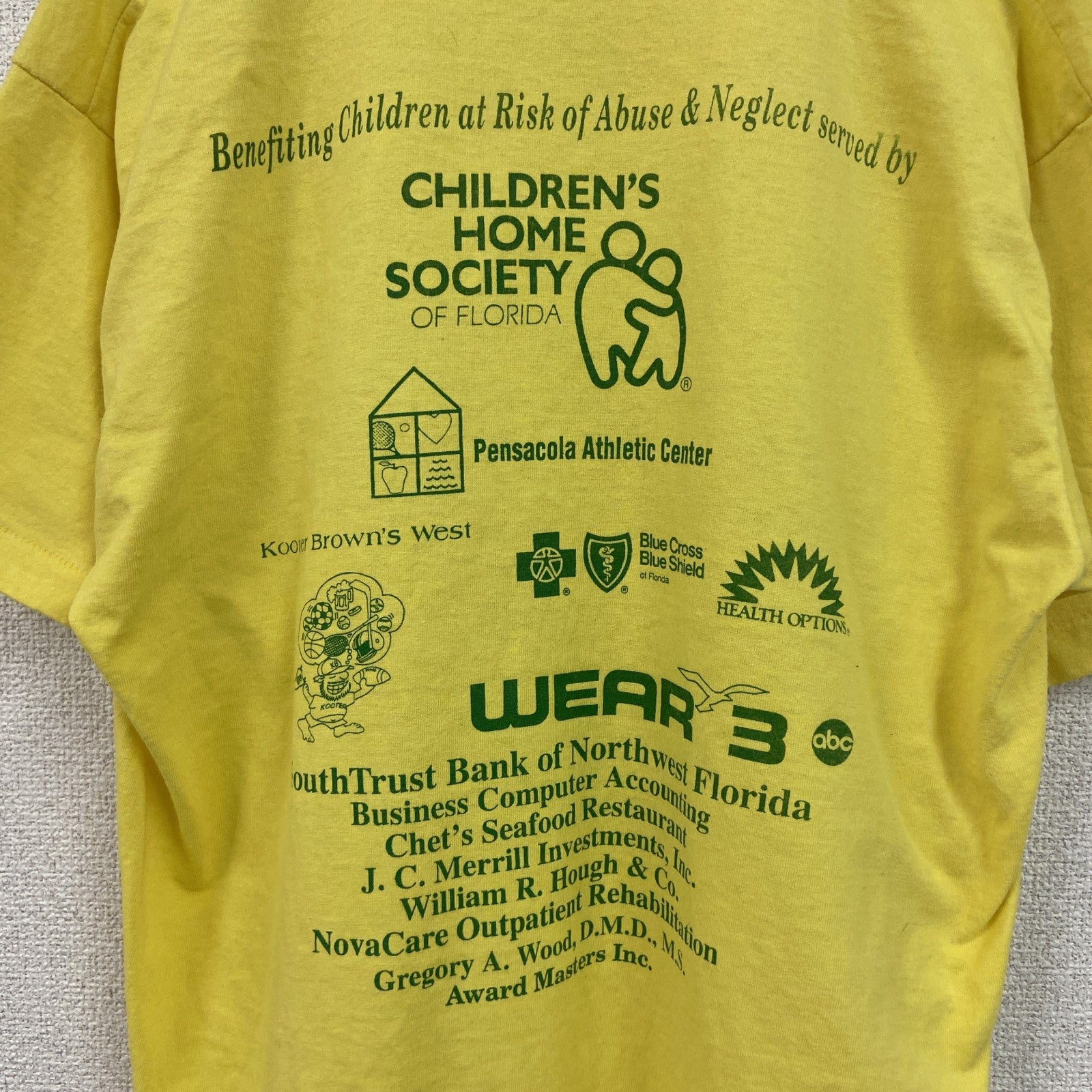 80s～　FRUIT OF LOOM　半袖プリントTシャツ　ヴィンテージ　シングルステッチ　黄　イエロー　Lサイズ