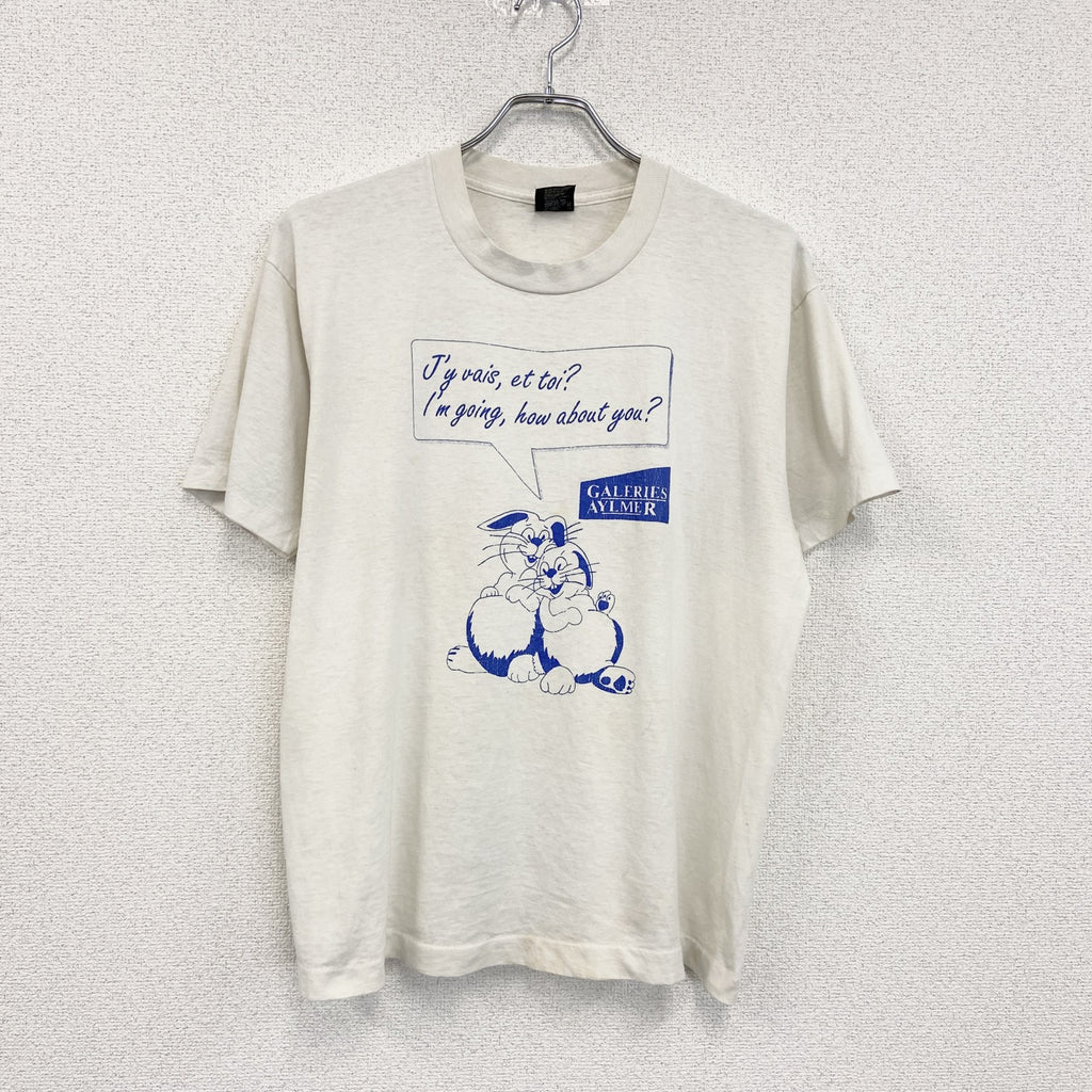 80s～　FRUIT OF LOOM　半袖プリントTシャツ　ヴィンテージ　シングルステッチ　白　ホワイト　Lサイズ
