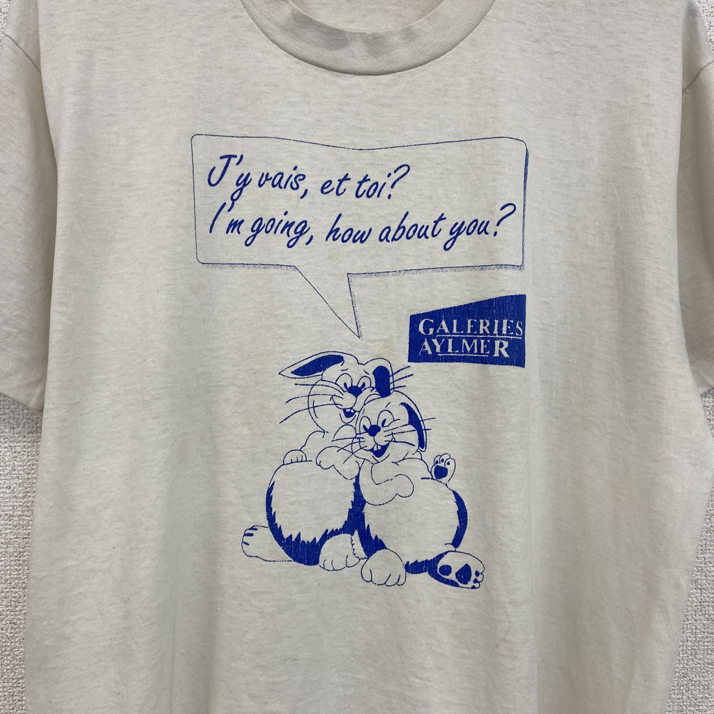 80s～　FRUIT OF LOOM　半袖プリントTシャツ　ヴィンテージ　シングルステッチ　白　ホワイト　Lサイズ