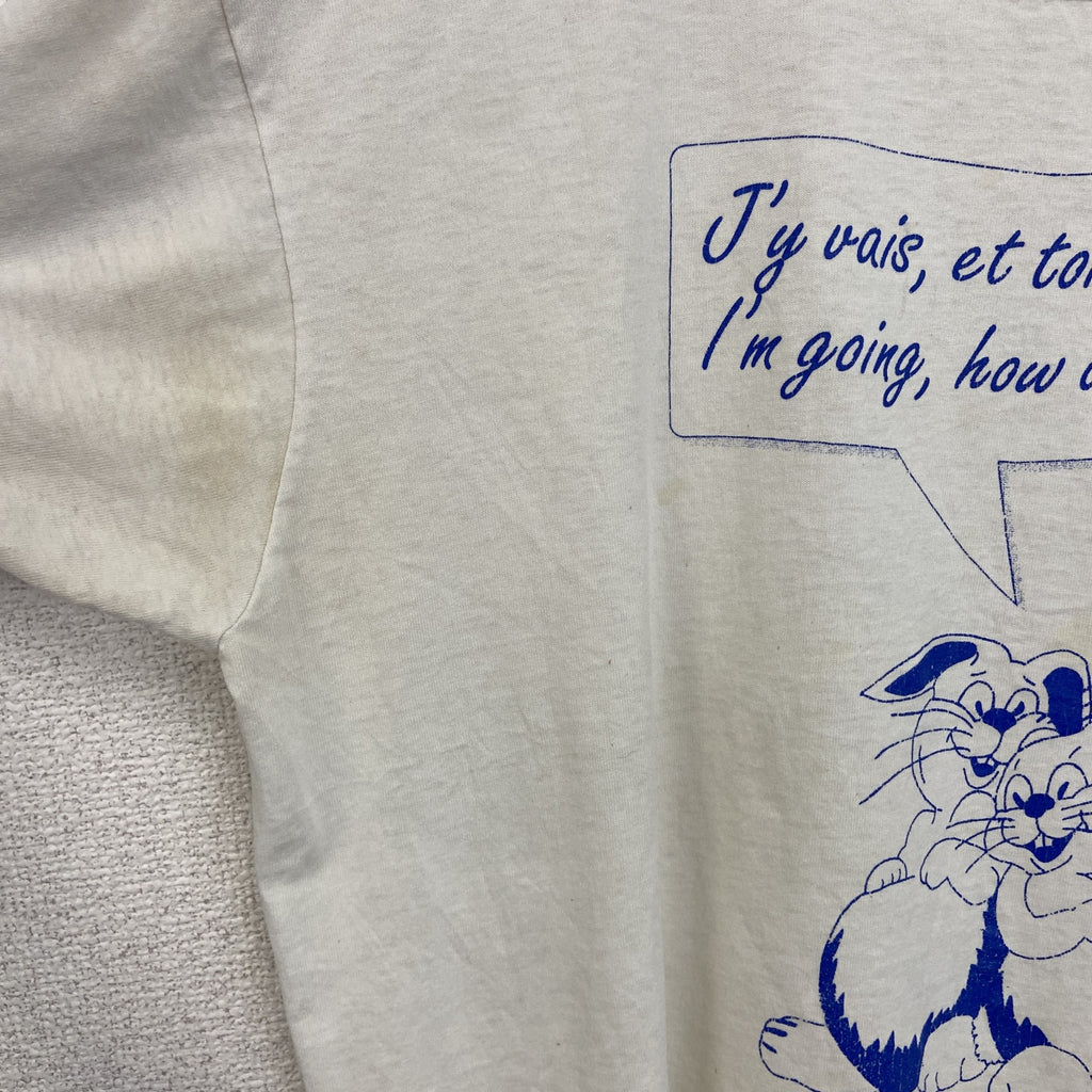 80s～　FRUIT OF LOOM　半袖プリントTシャツ　ヴィンテージ　シングルステッチ　白　ホワイト　Lサイズ
