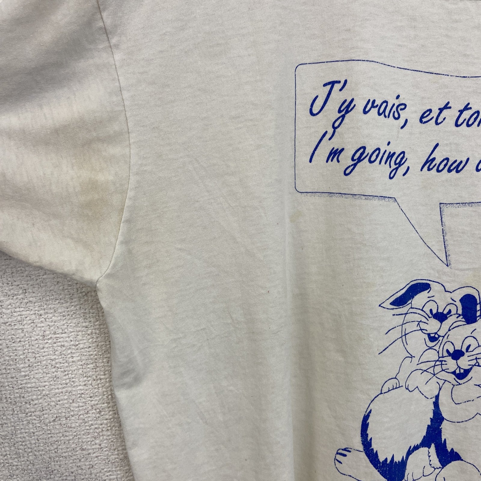 80s～　FRUIT OF LOOM　半袖プリントTシャツ　ヴィンテージ　シングルステッチ　白　ホワイト　Lサイズ