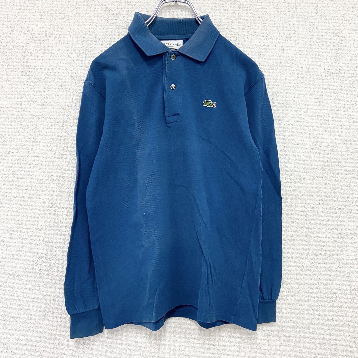 LACOSTE　ラコステ　長袖ポロシャツ　刺繍ロゴ　紺　ネイビー　Sサイズ
