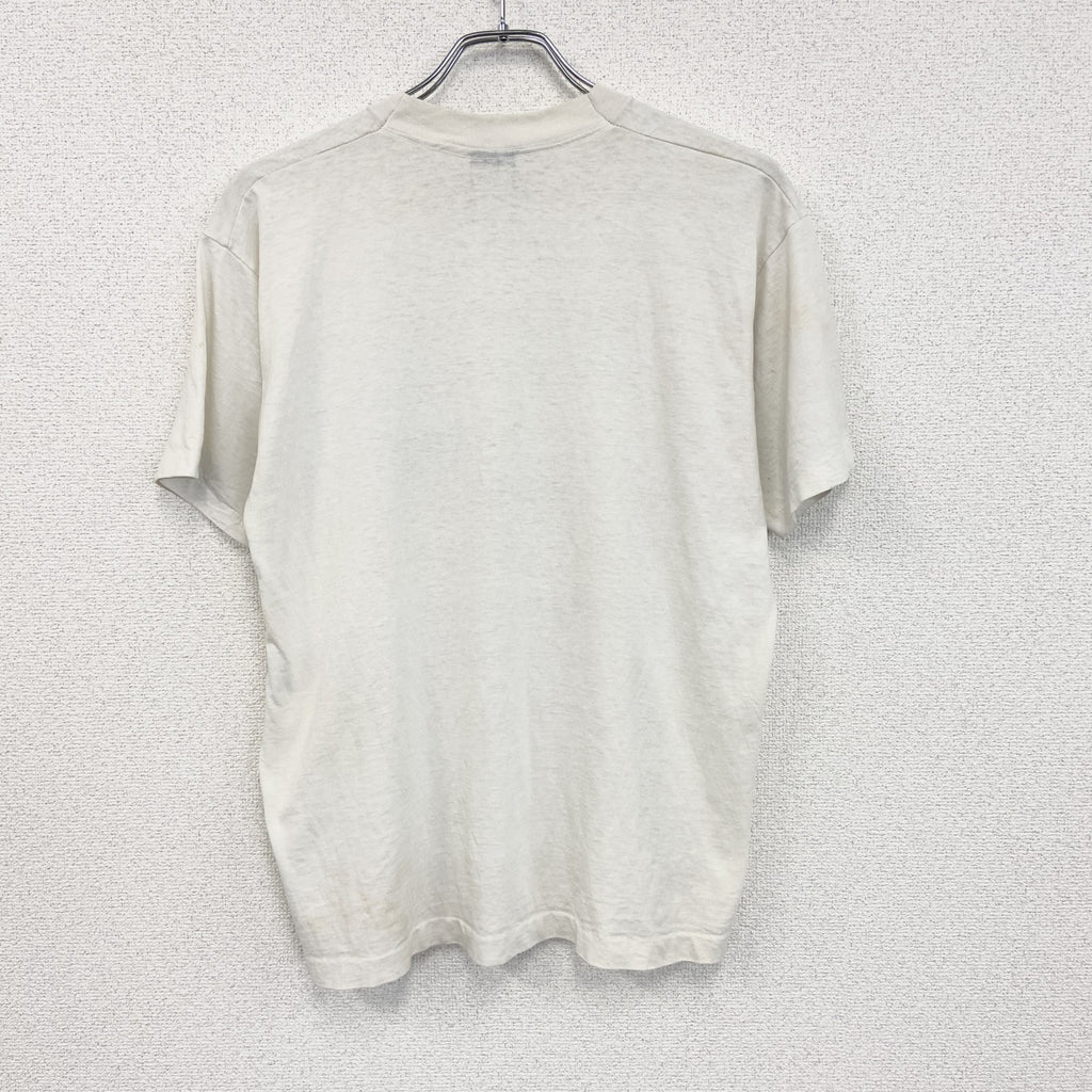 80s～　FRUIT OF LOOM　半袖プリントTシャツ　ヴィンテージ　シングルステッチ　白　ホワイト　Lサイズ