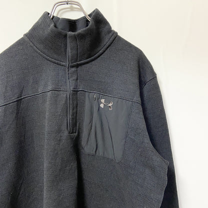 古着 used　UNDER ARMOU アンダーアーマー　ハーフボタンフリースジャケット　黒　ワンポイントロゴ刺繡　XXLサイズ