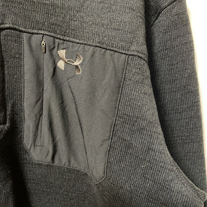 古着 used　UNDER ARMOU アンダーアーマー　ハーフボタンフリースジャケット　黒　ワンポイントロゴ刺繡　XXLサイズ