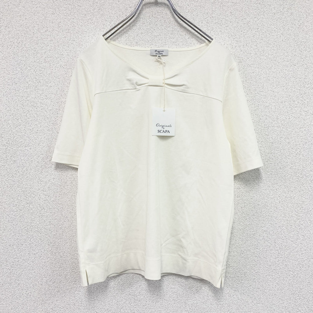SCAPA　スキャパ　フロントリボン半袖Tシャツ　デッドストック　アイボリー　42サイズ