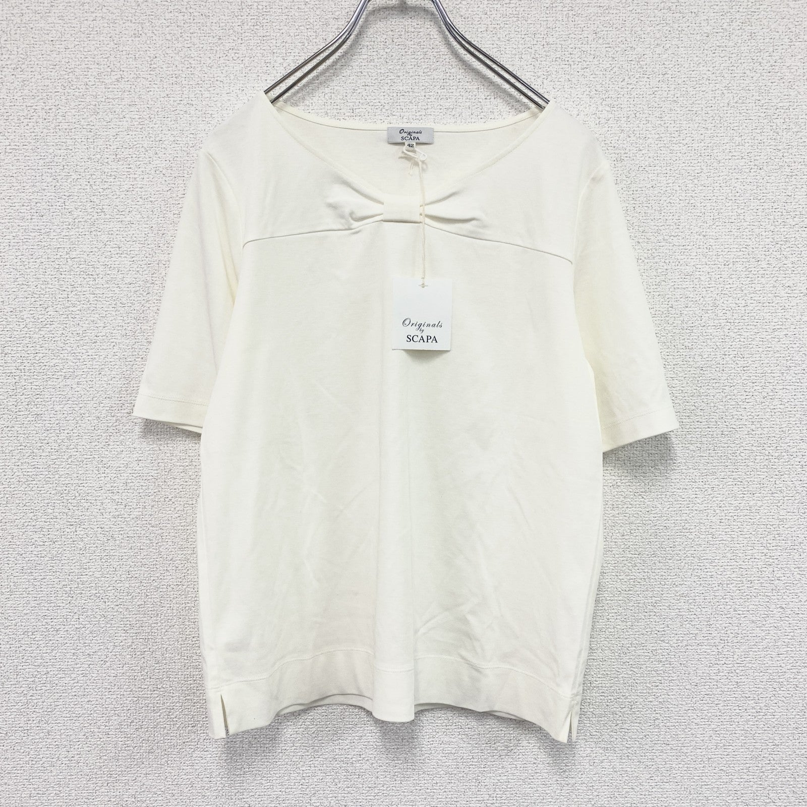 SCAPA　スキャパ　フロントリボン半袖Tシャツ　デッドストック　アイボリー　42サイズ