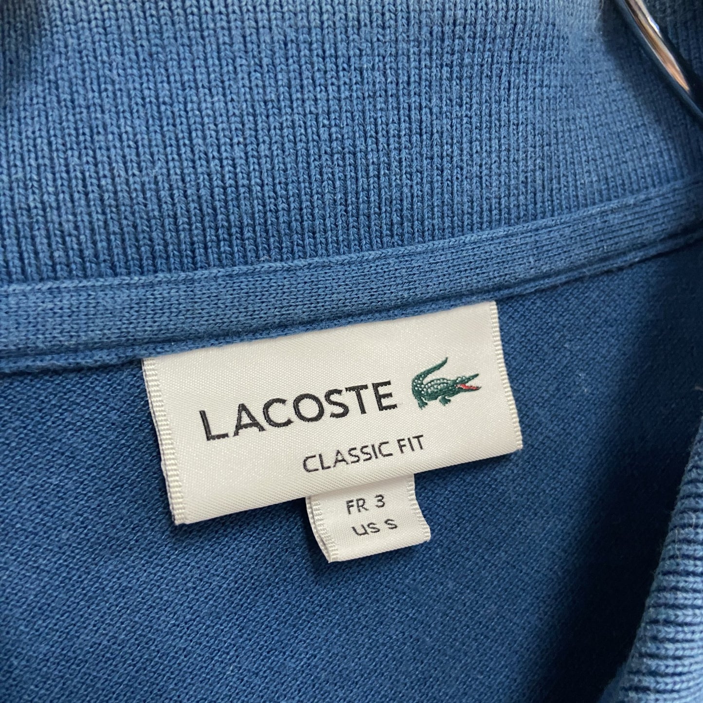 LACOSTE　ラコステ　長袖ポロシャツ　刺繍ロゴ　紺　ネイビー　Sサイズ