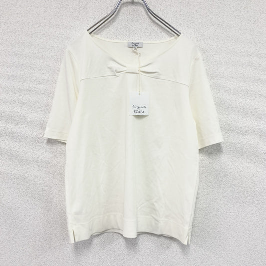 SCAPA　スキャパ　フロントリボン半袖Tシャツ　アイボリー　42サイズ