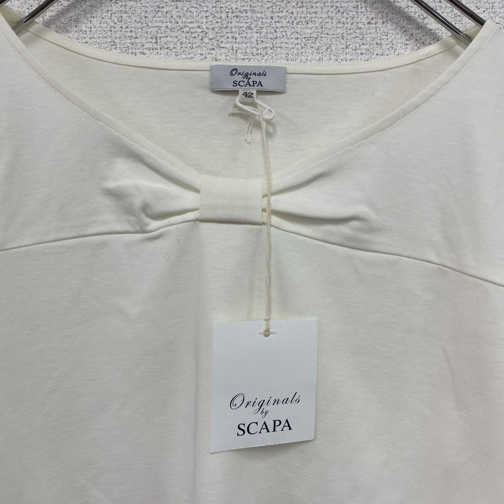 SCAPA　スキャパ　フロントリボン半袖Tシャツ　デッドストック　アイボリー　42サイズ