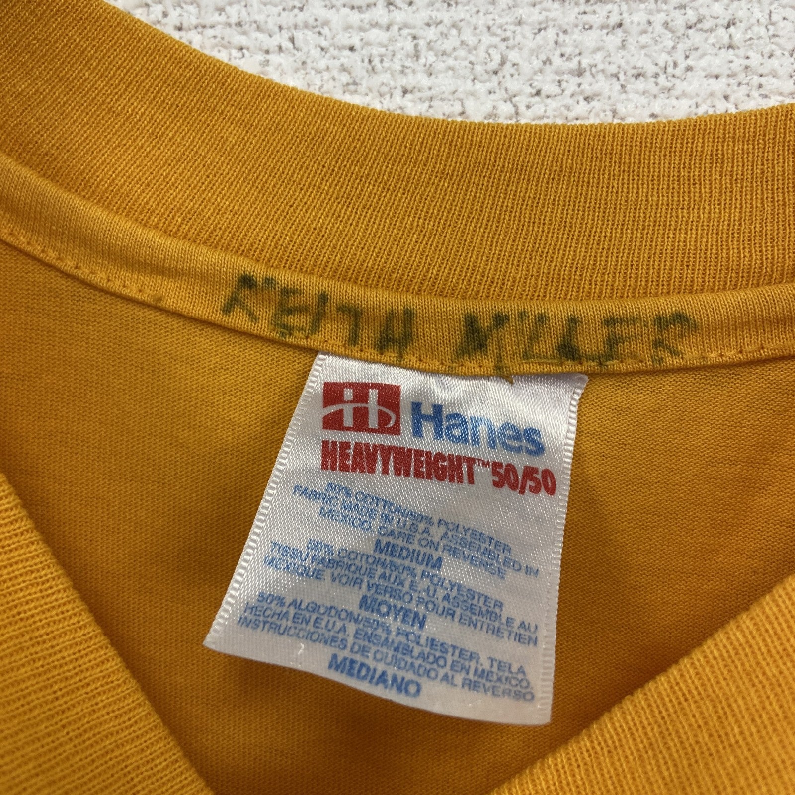 ～90s　Hanes　ヘインズ　半袖Tシャツ　ヴィンテージ　シングルステッチ　黄　イエロー　Mサイズ