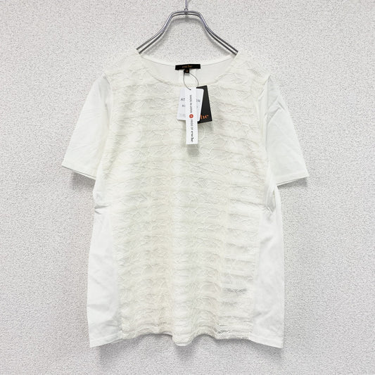 esche　エッシュ　フロントレース異素材ドッキング半袖Tシャツ　アイボリー　42サイズ