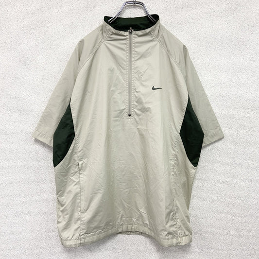 NIKE GOLF　ナイキゴルフ　半袖ハーフジップトラックジャケット/ジャージ　スウッシュ　ベージュ　Lサイズ