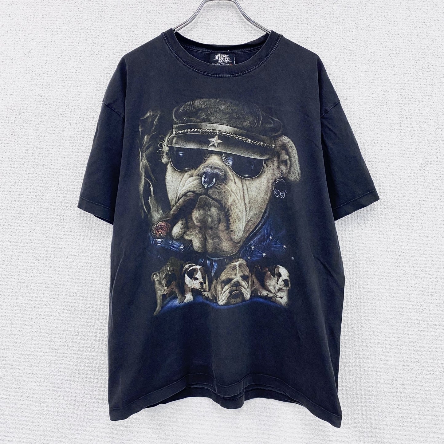 METAL ROCK　メタルロック　半袖Tシャツ　アニマルT　ブルドッグ　葉巻　黒　ブラック　XLサイズ