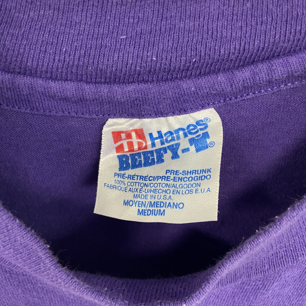 90s　Hanes　ヘインズ　半袖Tシャツ　ヴィンテージ　シングルステッチ　紫　パープル　Mサイズ