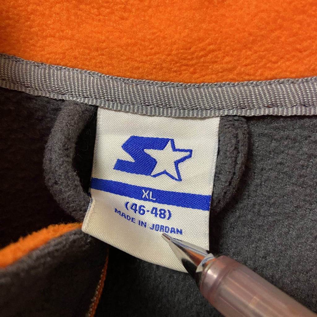 古着 used　STARTER　スターター　長袖フルジップフリースジャケット　ハイネック　ワンポイントロゴ刺繡　グレー　XLサイズ