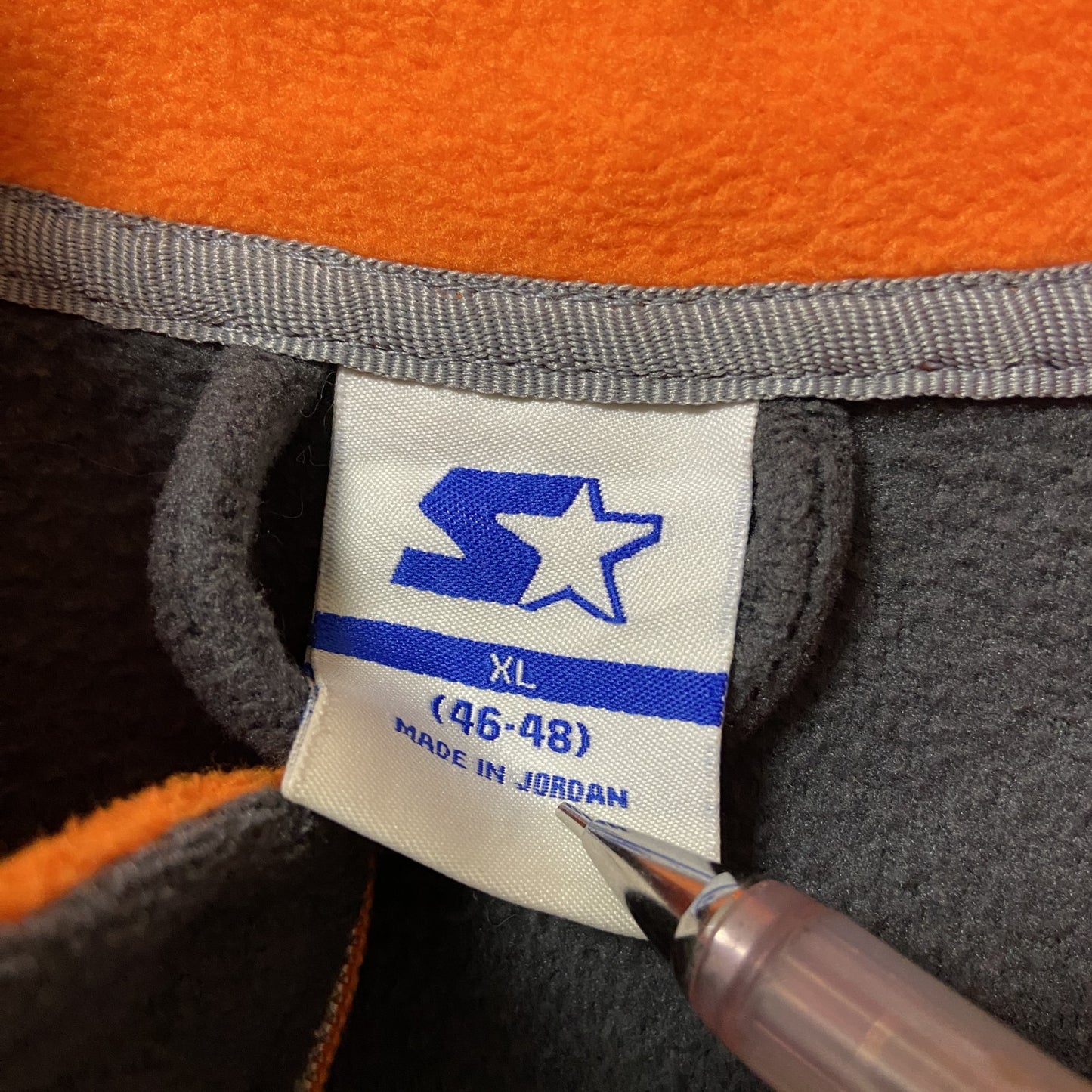 古着 used　STARTER　スターター　長袖フルジップフリースジャケット　ハイネック　ワンポイントロゴ刺繡　グレー　XLサイズ