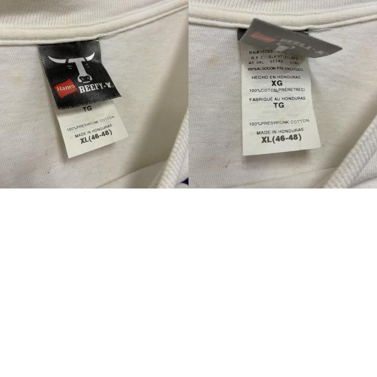 ～00s　Hanes　ヘインズ　半袖プリントTシャツ　カレッジプリント　ヴィンテージ　白　ホワイト　XLサイズ