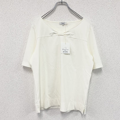 SCAPA　スキャパ　フロントリボン半袖Tシャツ　アイボリー　42サイズ