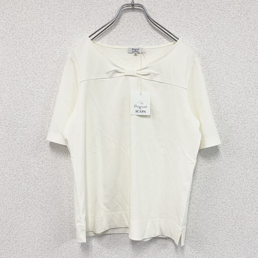 SCAPA　スキャパ　フロントリボン半袖Tシャツ　アイボリー　42サイズ