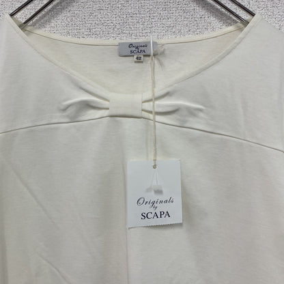 SCAPA　スキャパ　フロントリボン半袖Tシャツ　アイボリー　42サイズ