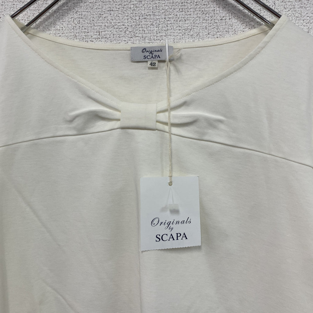 SCAPA　スキャパ　フロントリボン半袖Tシャツ　デッドストック　アイボリー　42サイズ