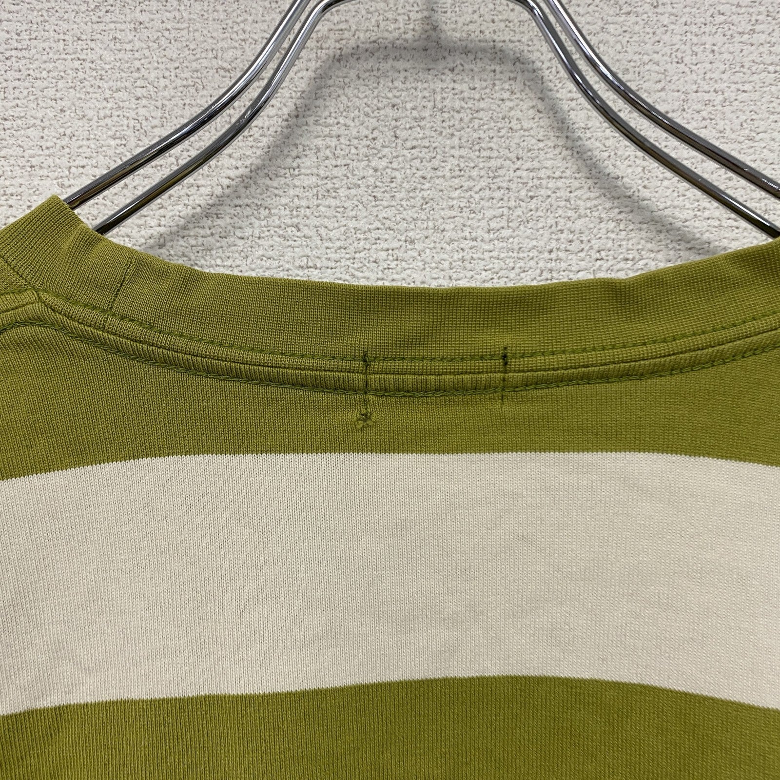 OLD UNIQLO　オールドユニクロ　長袖Tシャツ/ロンT　ボーダー　黄緑　ライトグリーン　ベージュ　Lサイズ