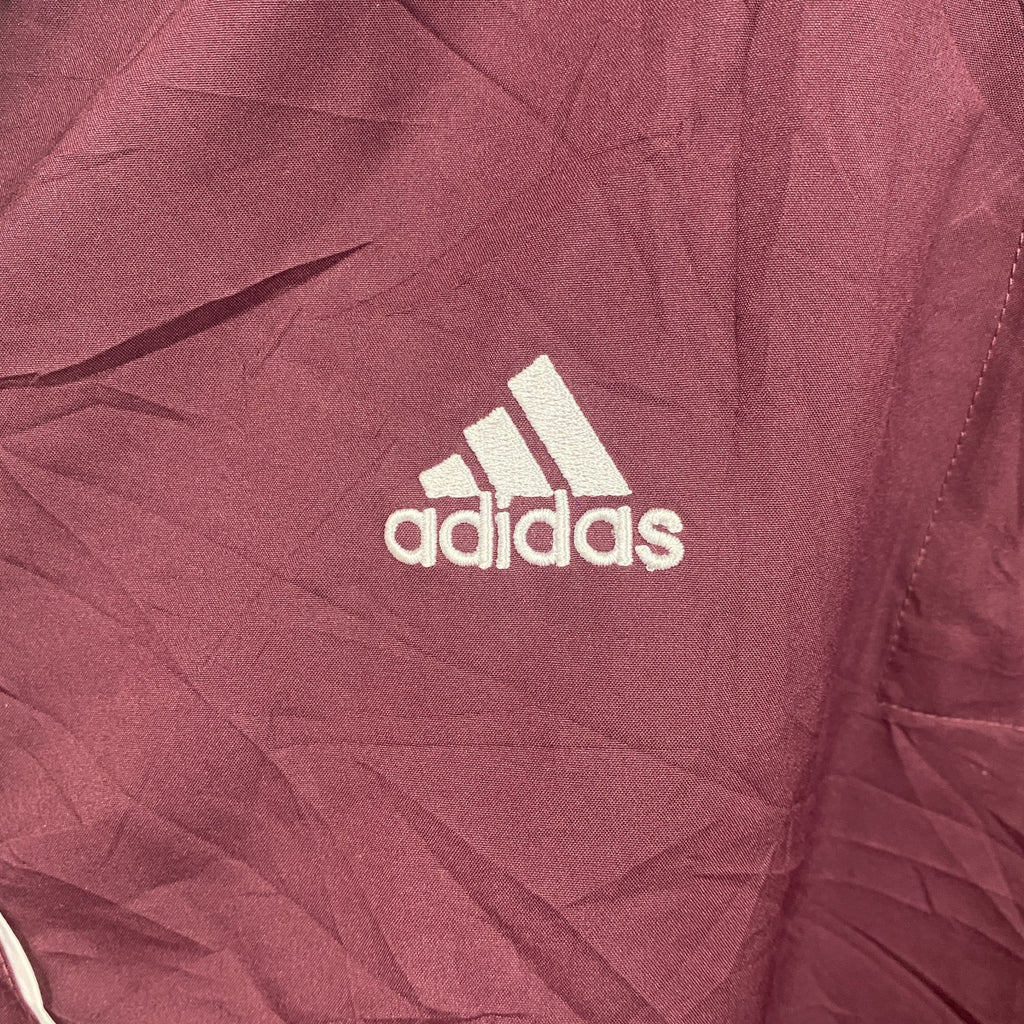 adidas　アディダス　半袖Tシャツ　ハーフジップ　刺繍ロゴ　野球　ボルドー　XLサイズ