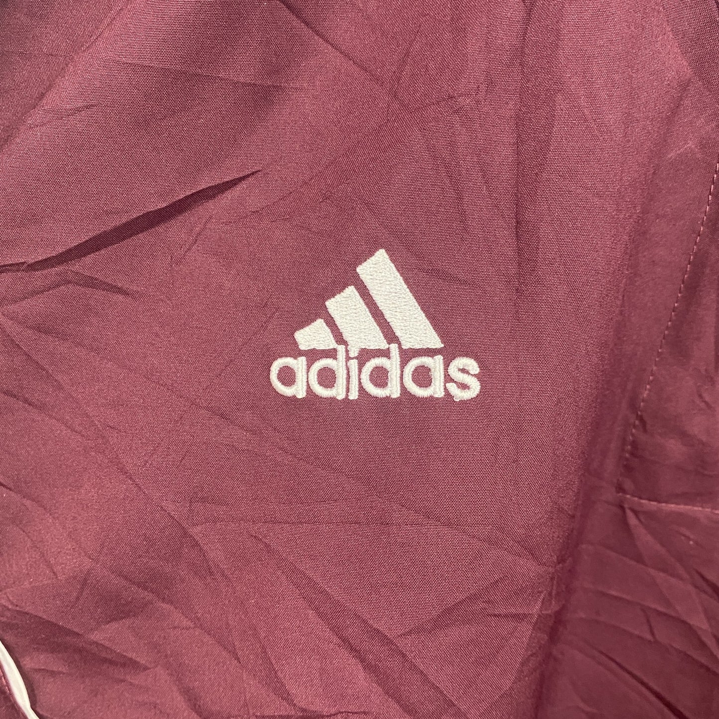 adidas　アディダス　半袖Tシャツ　ハーフジップ　刺繍ロゴ　野球　ボルドー　XLサイズ