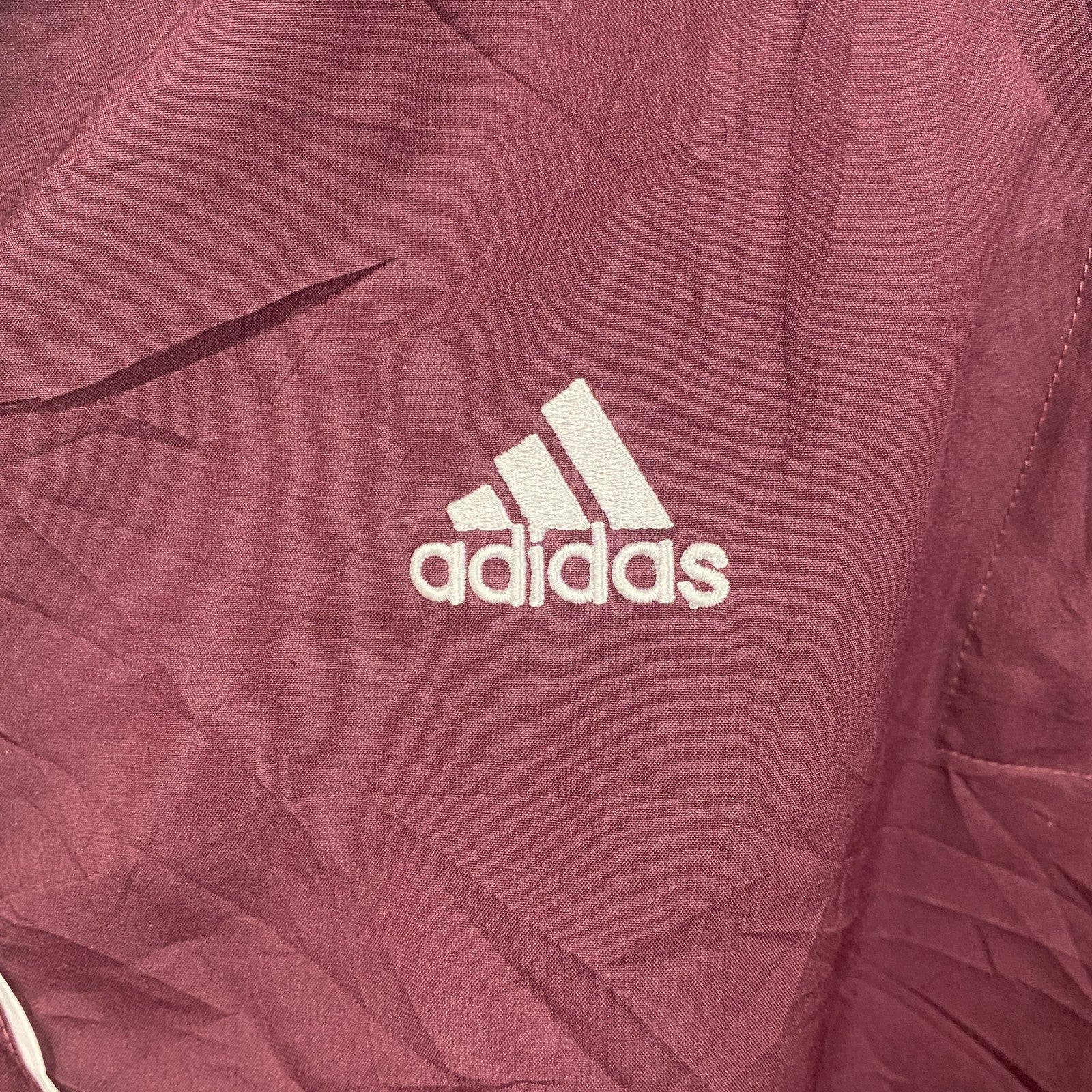 adidas　アディダス　半袖Tシャツ　ハーフジップ　刺繍ロゴ　野球　ボルドー　XLサイズ