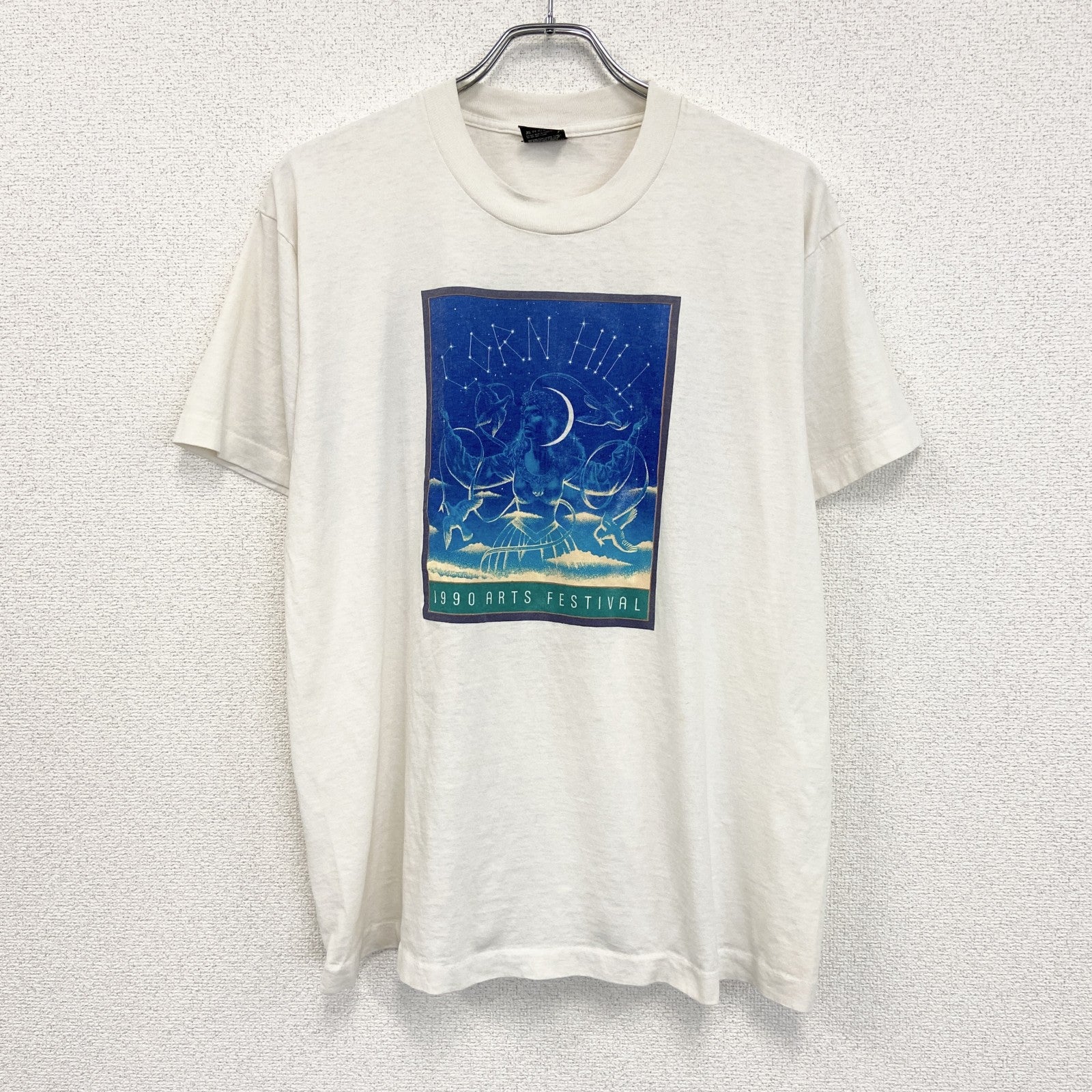 80s　SCREEN STARS　半袖プリントTシャツ　ヴィンテージ　シングルステッチ　オフホワイト　XLサイズ