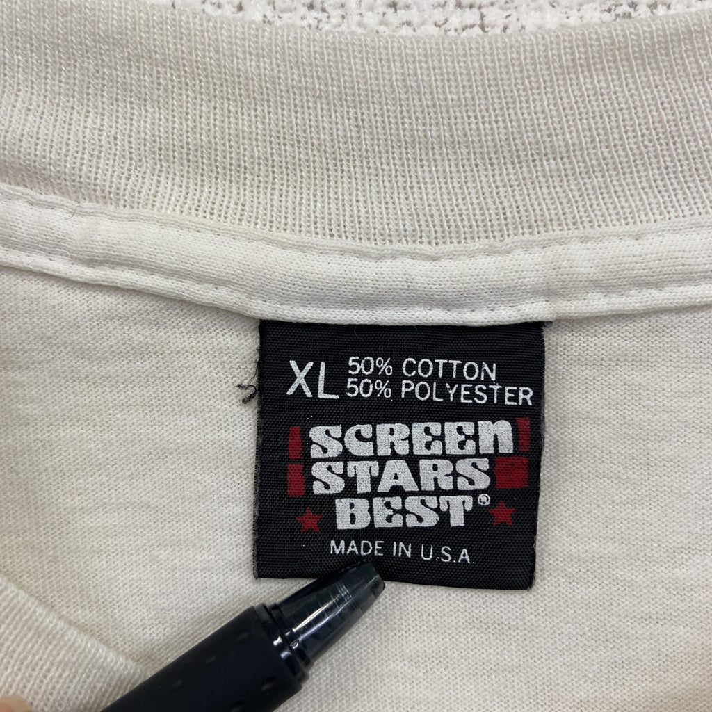 80s　SCREEN STARS　半袖プリントTシャツ　ヴィンテージ　シングルステッチ　オフホワイト　XLサイズ