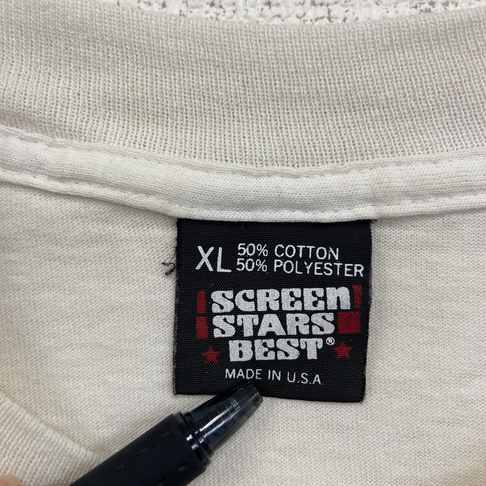 80s　SCREEN STARS　半袖プリントTシャツ　ヴィンテージ　シングルステッチ　オフホワイト　XLサイズ