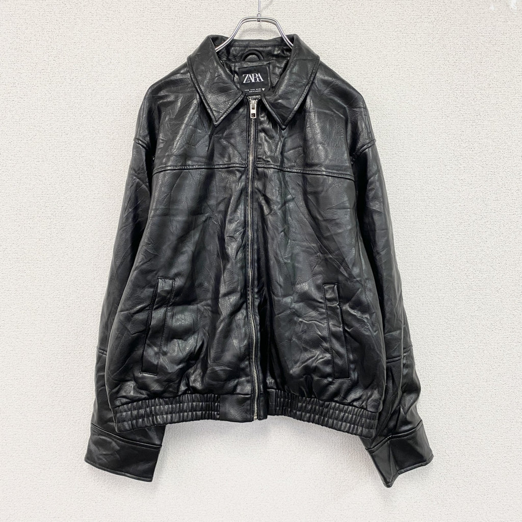 ZARA　ザラ　フェイクレザージャケット/革ジャン　黒　ブラック　Mサイズ