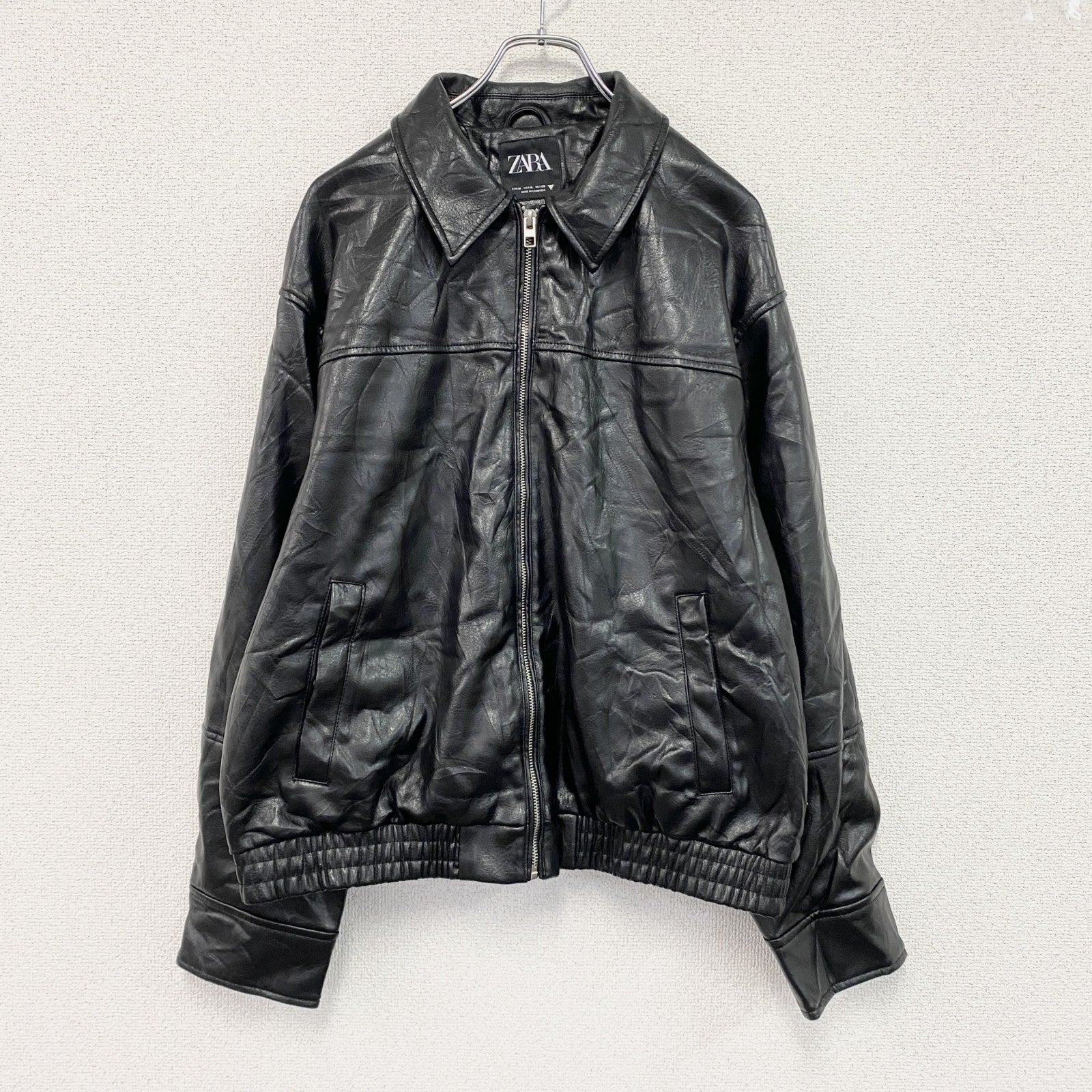 ZARA　ザラ　フェイクレザージャケット/革ジャン　黒　ブラック　Mサイズ