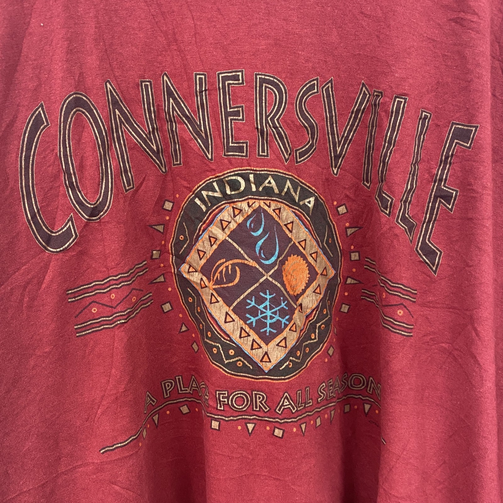 90s　Hanes　ヘインズ　半袖プリントTシャツ　ヴィンテージ　シングルステッチ　ボルドー　2XLサイズ