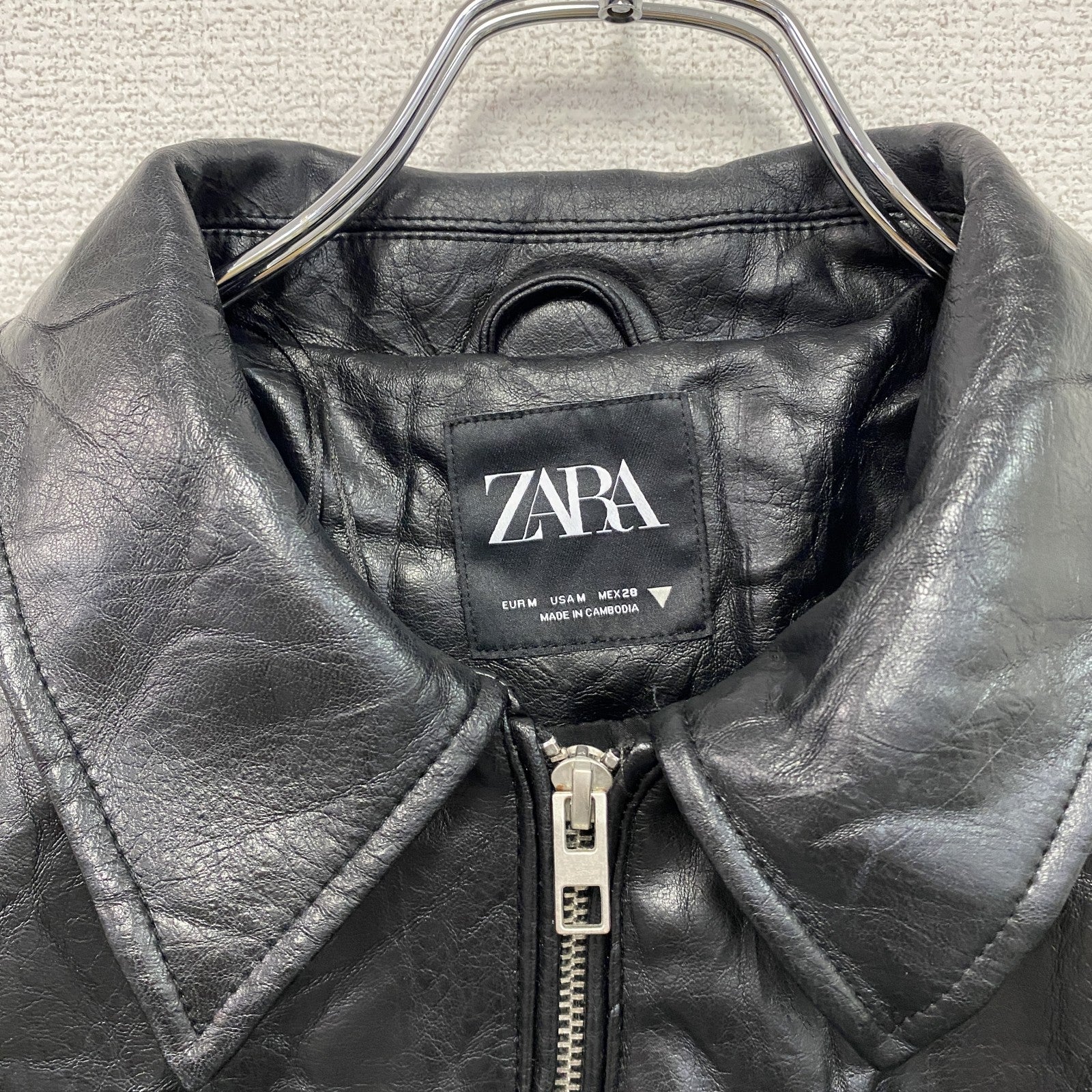 ZARA　ザラ　フェイクレザージャケット/革ジャン　黒　ブラック　Mサイズ