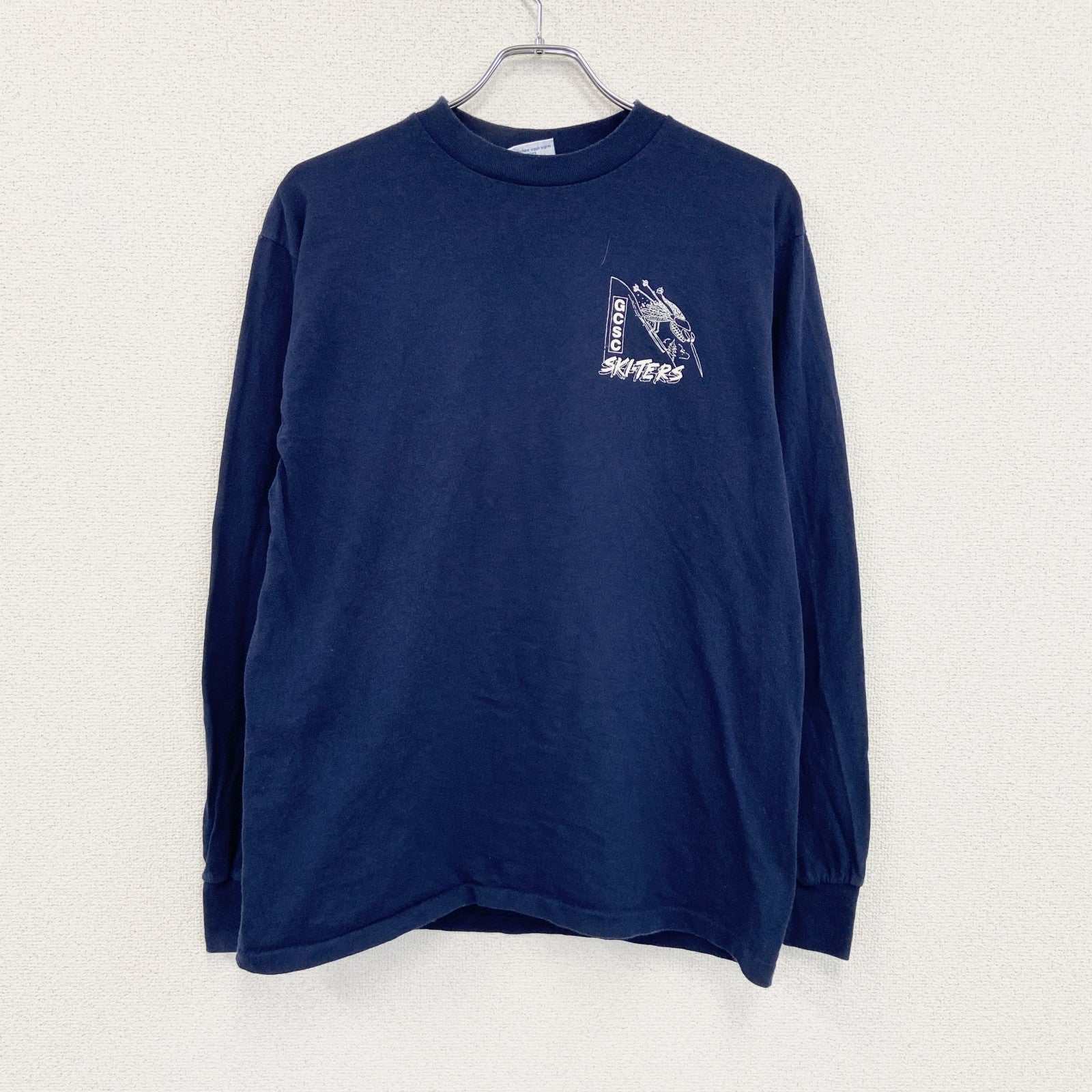 90s　ALL Sport　長袖プリントTシャツ　デザインロンT　ヴィンテージ　紺　ネイビー　Lサイズ
