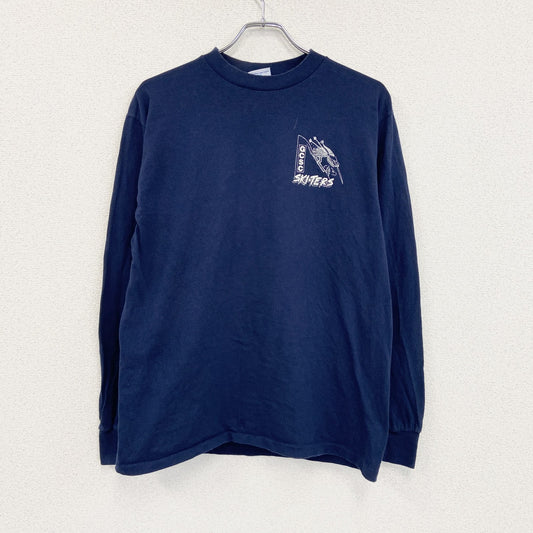 90s　ALL Sport　長袖プリントTシャツ　デザインロンT　ヴィンテージ　紺　ネイビー　Lサイズ