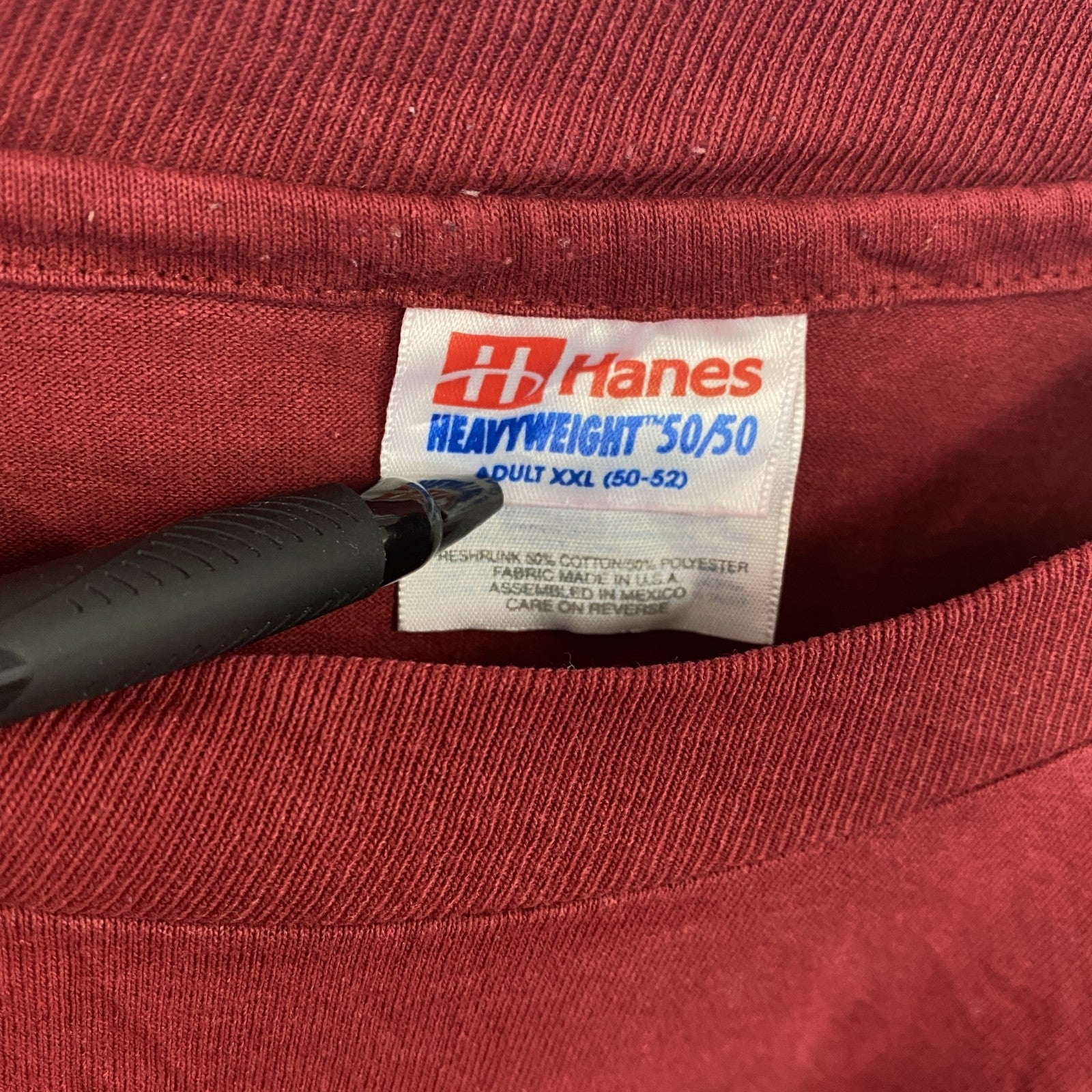 90s　Hanes　ヘインズ　半袖プリントTシャツ　ヴィンテージ　シングルステッチ　ボルドー　2XLサイズ