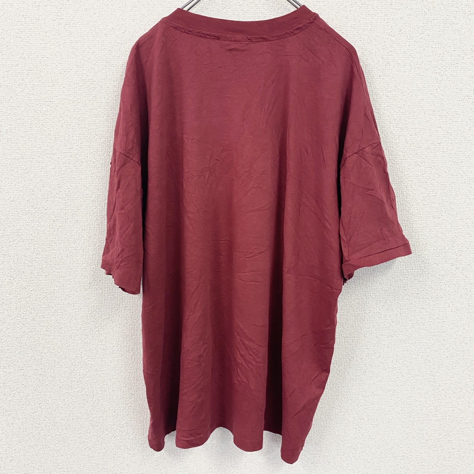 90s　Hanes　ヘインズ　半袖プリントTシャツ　ヴィンテージ　シングルステッチ　ボルドー　2XLサイズ