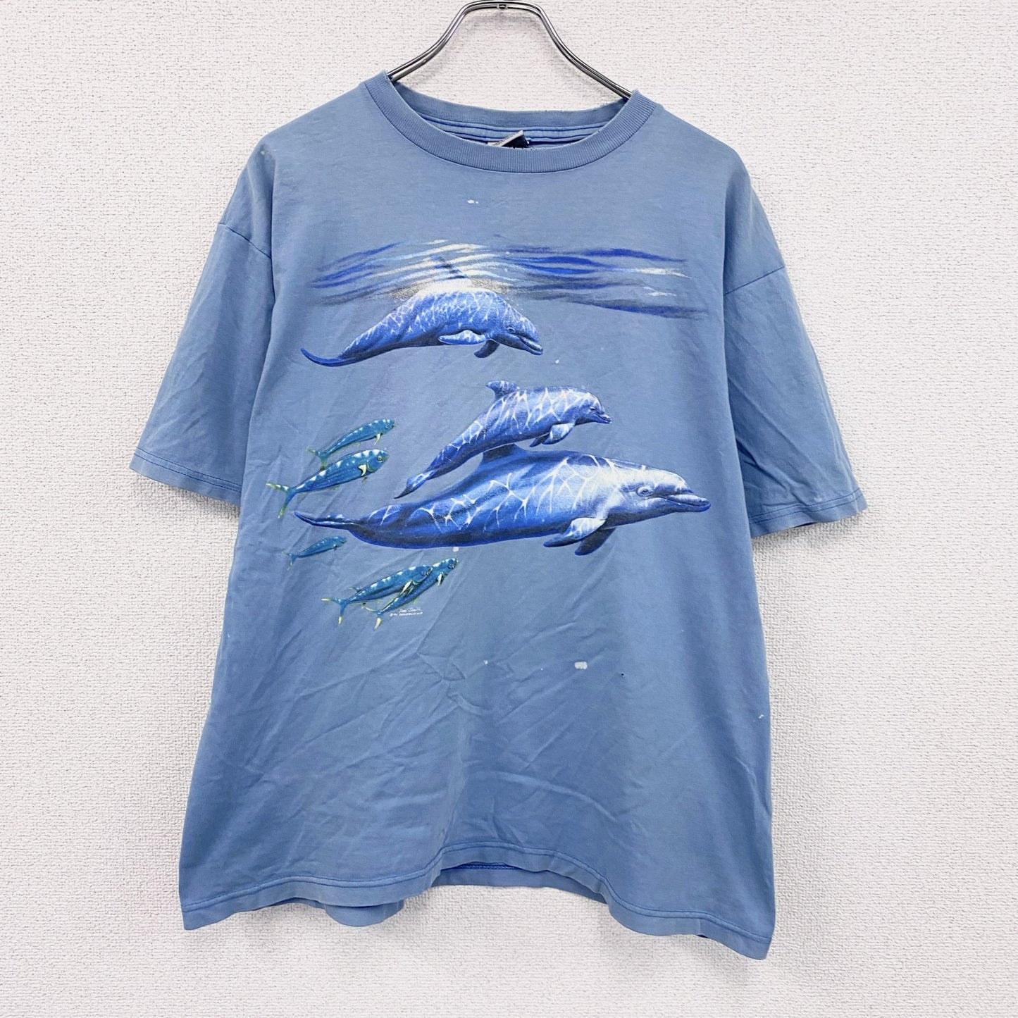 90s～　Harlequin　ハーレクイン　半袖Tシャツ　アニマルT　イルカ　水色　ライトブルー　XLサイズ