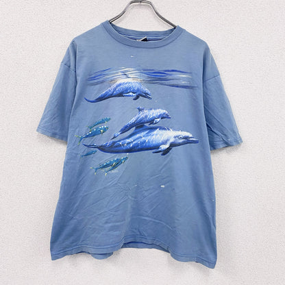 90s～　Harlequin　ハーレクイン　半袖Tシャツ　アニマルT　イルカ　水色　ライトブルー　XLサイズ